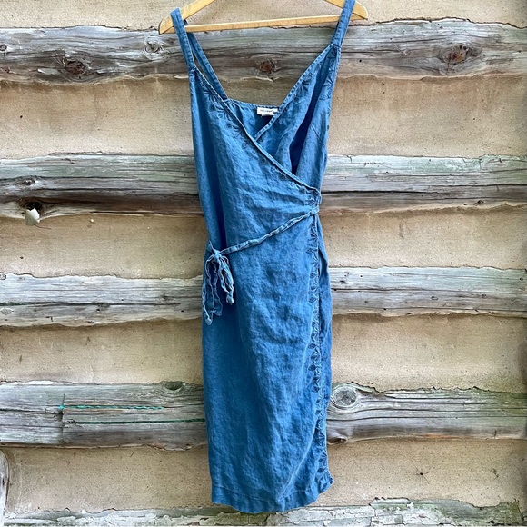 Artisan NY 100% Linen Faux Wrap Dress - Picture 1 of 8